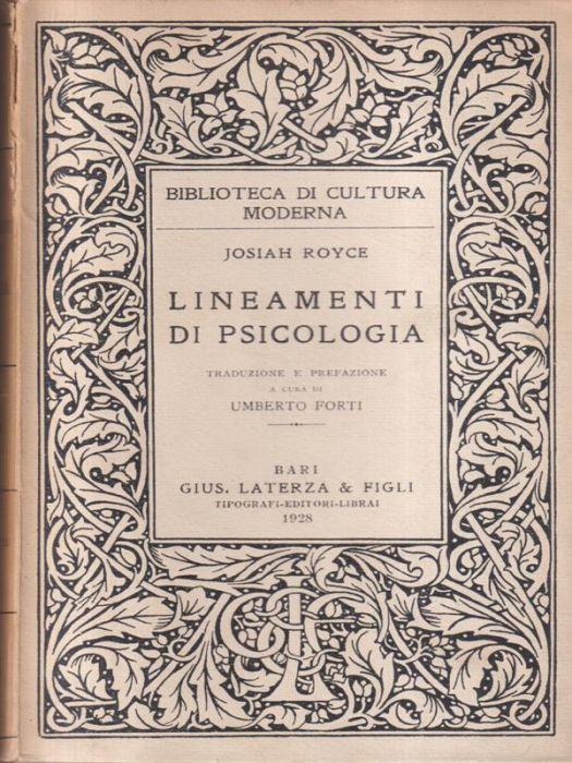 Lineamenti di psicologia - Josiah Royce - copertina