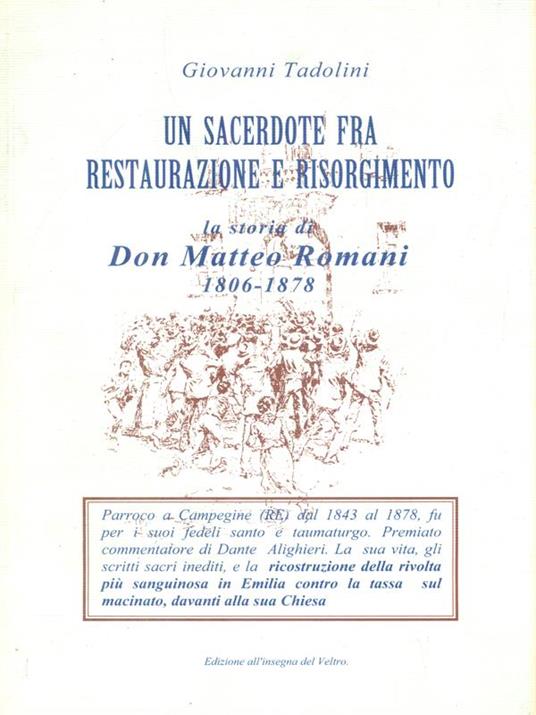 Un sacerdote fra restaurazione e risorgimento - Giovanni Tadolini - copertina