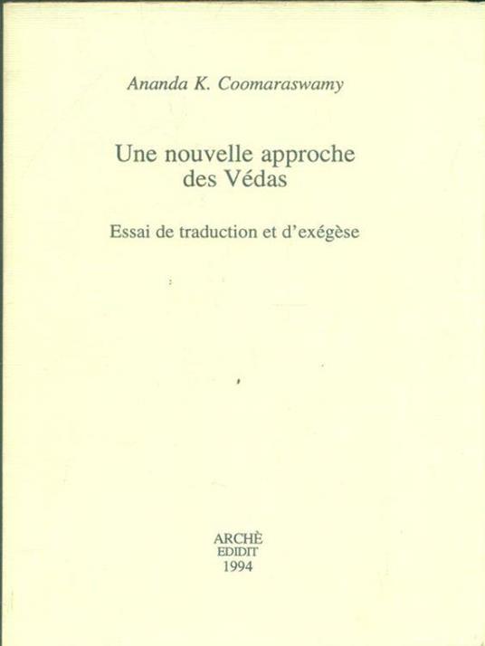 Une nouvelle approche des Vedas - Ananda K. Coomaraswamy - copertina