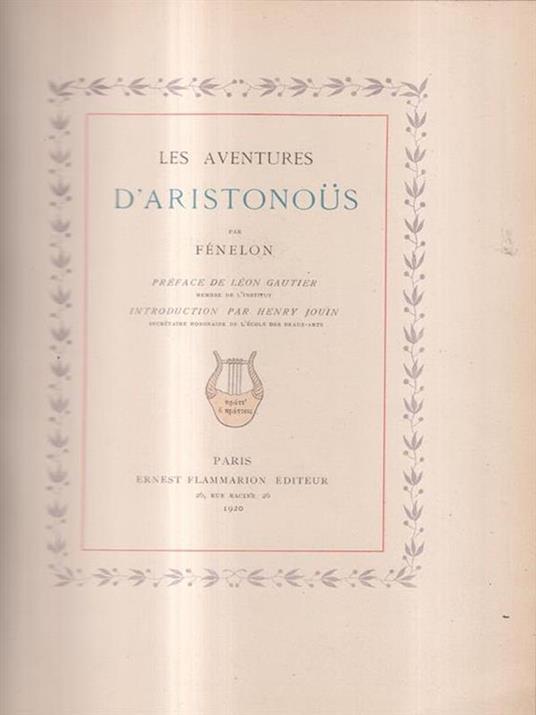 Les aventures d'Aristonous - François Fénelon - copertina