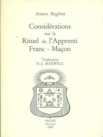 Considérations sur le rituel de l'Apprenti franc-maçon - Arturo Reghini - copertina