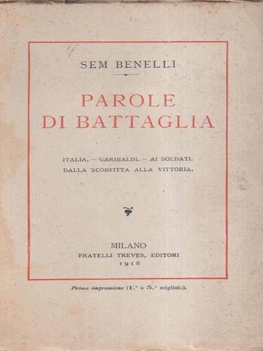 Parole di battaglia - Sam Benelli - copertina