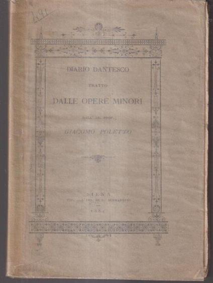 Diario dantesco tratto dalle opere minori - Giacomo Poretti - copertina