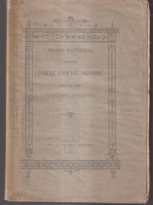 Diario dantesco tratto dalle opere minori - Giacomo Poretti - copertina