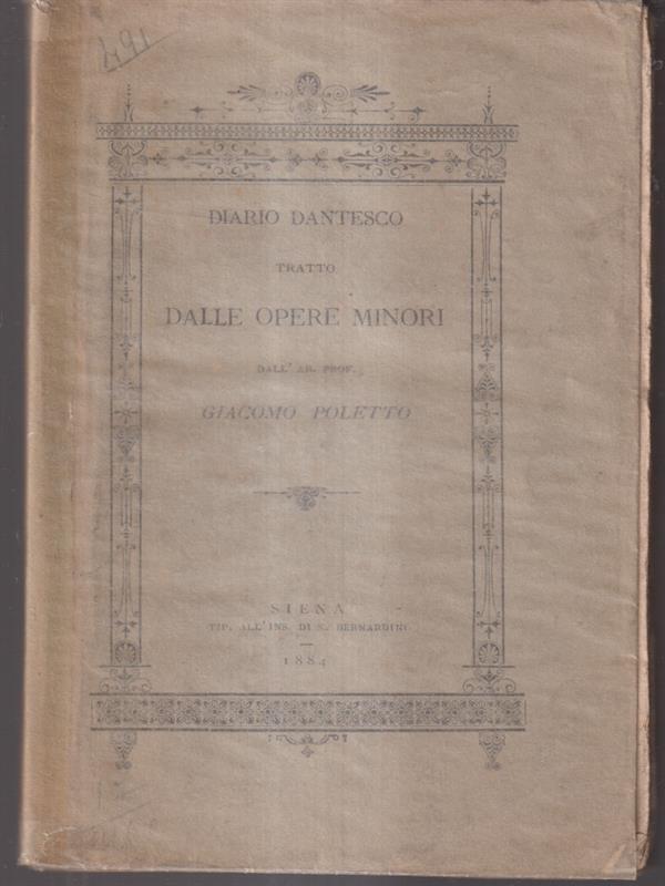 Diario dantesco tratto dalle opere minori