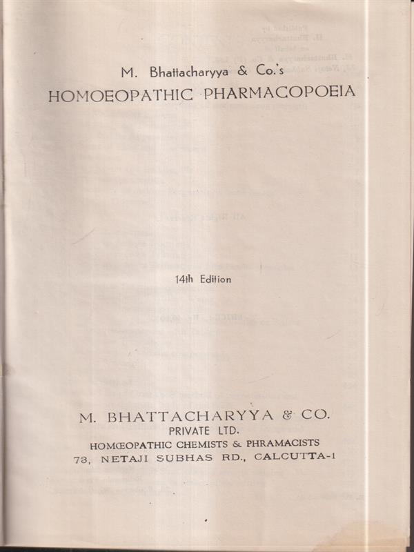 Homoeopathic pharmacopoeia 14th edition