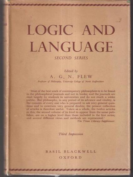 Logic and language - A.G.N. Flew - copertina