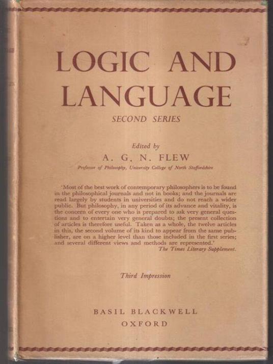 Logic and language - A.G.N. Flew - copertina