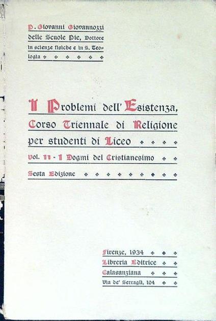 I problemi dell'Esistenza - Volume II - Giovanni Giovannozzi - copertina