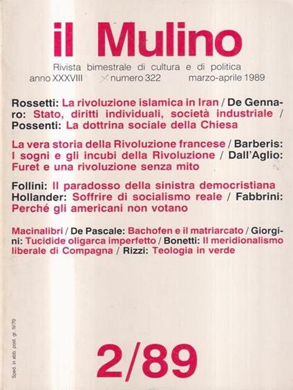 Il Mulino 2/89 - copertina