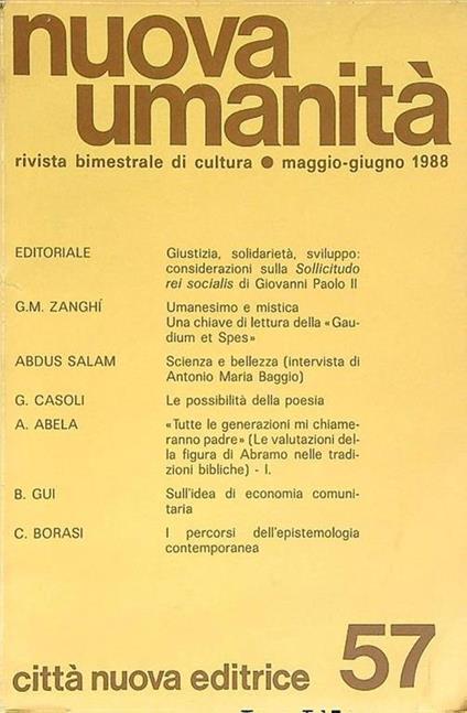 Nuova umanita' 57/maggio-giugno 1988 - copertina
