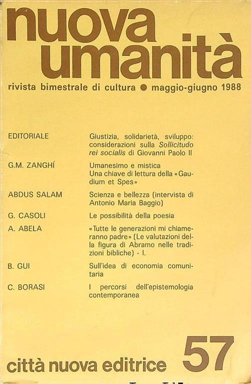 Nuova umanita' 57/maggio-giugno 1988 - copertina