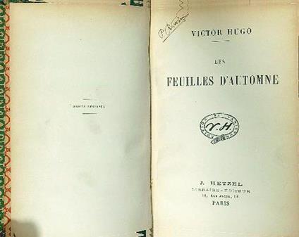 Les feuilles d'automne - Victor Hugo - copertina