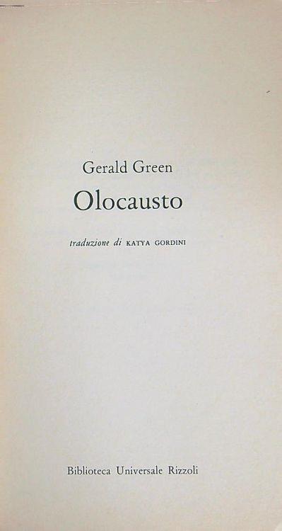 Olocausto - Gerald Green - copertina