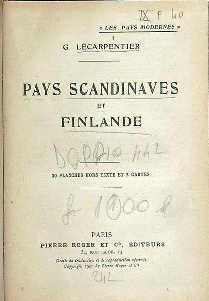 Pays Scandinaves et Finlande - G. Lecarpentier - copertina
