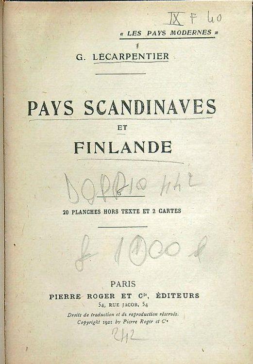 Pays Scandinaves et Finlande - G. Lecarpentier - copertina