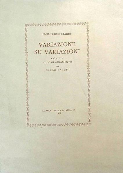 Variazione su variazioni - Emilio Guicciardi - copertina