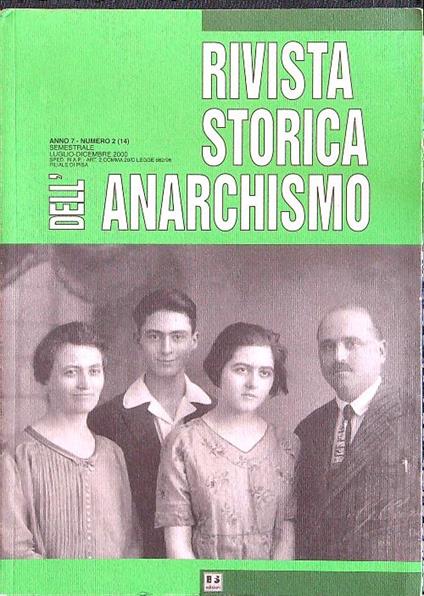Rivista storica dell'anarchismo anno 7 n. 2 (14) luglio-dicembre 2000 - copertina