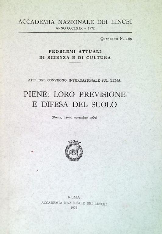 Piene: loro previsione e difesa del suolo - copertina