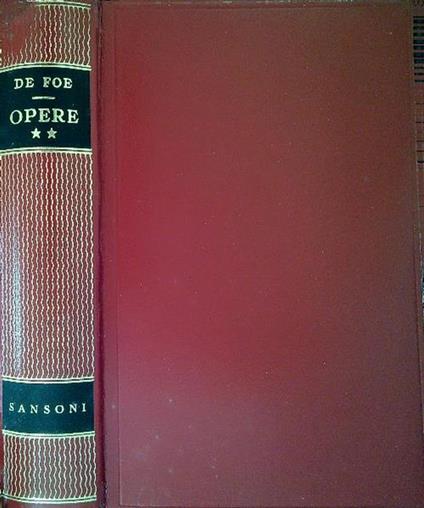 Opere Volume II - Daniel Defoe - copertina