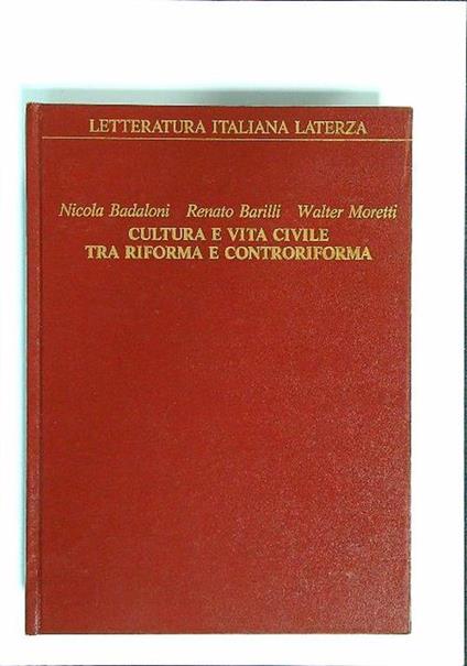 Cultura e vita civile tra riforma e controriforma - copertina