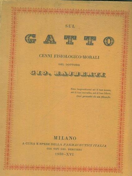 Sul gatto - Giovanni Rajberti - copertina