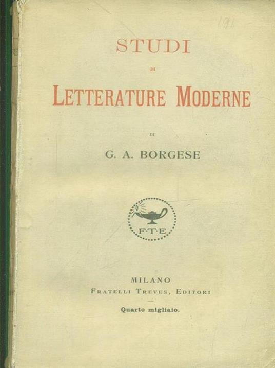 Studi di letterature moderne - G.A. Borgese - copertina