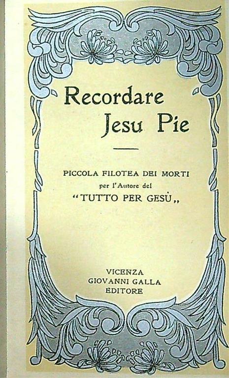 Recordare Jesu Pie - copertina