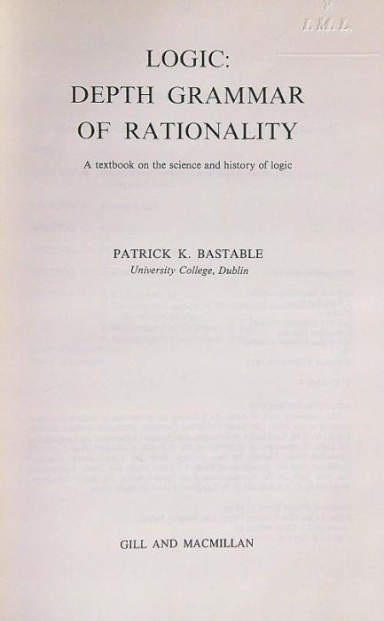 Logic depth grammar of rationality - copertina