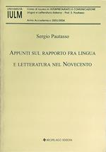 Appunti sul rapporto fra lingua e letteratura nel Novecento