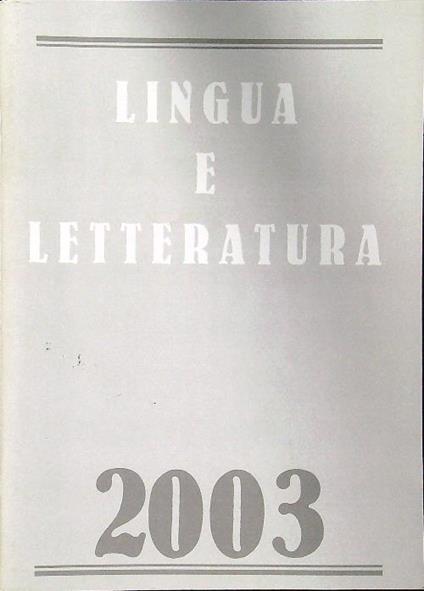 Lingua e letteratura 2003 - copertina