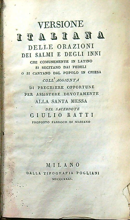 Versione italiana delle orazioni, dei salmi e degli inni