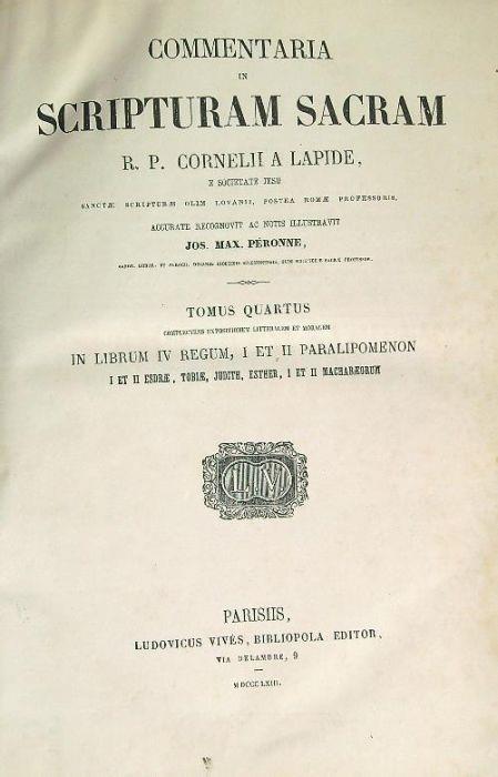 Commentaria Scripturam Sacram R.P. Cornelii a Lapide. Tomus quartus - copertina