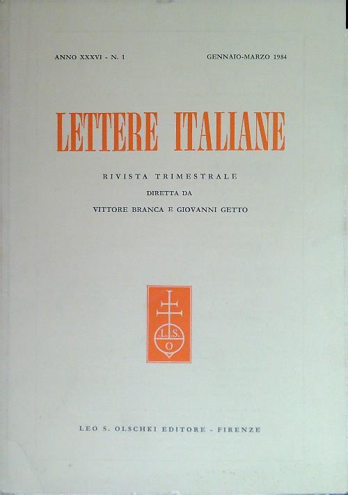 Lettere Italiane - Anno XXXVI - N. 1 - Gennaio Marzo 1984