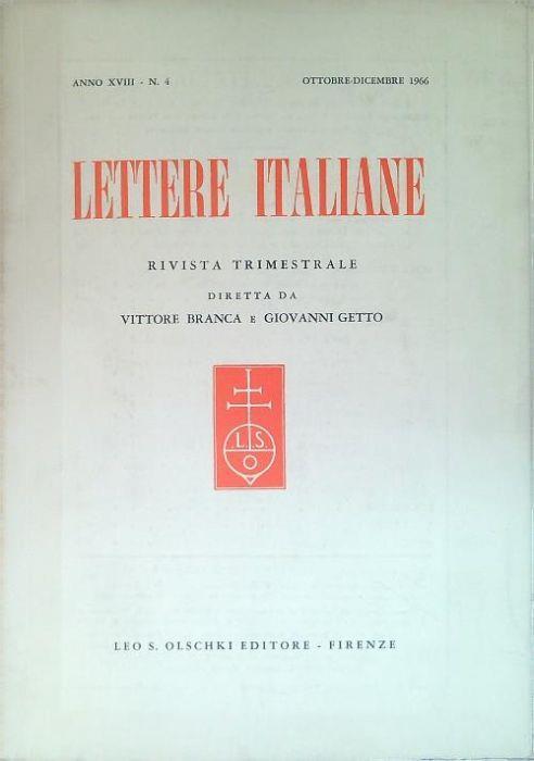 Lettere italiane - Anno XVIII - N. 4 - Ottobre Dicembre 1966 - copertina