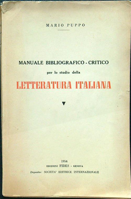 Manuale bibliografico-critico per lo studio della letteratura italiana