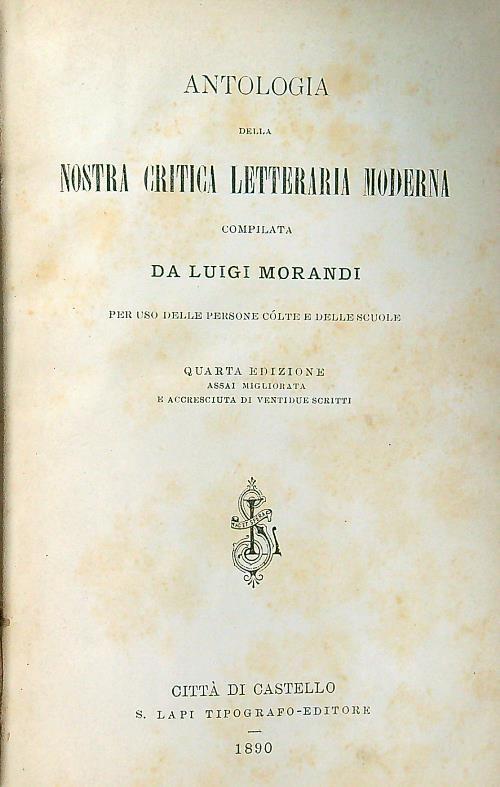 Antologia della nostra critica letteraria moderna