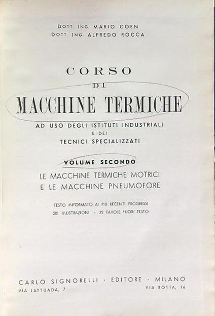 Corso di macchine termiche vol. 2 - Mario Coen - copertina