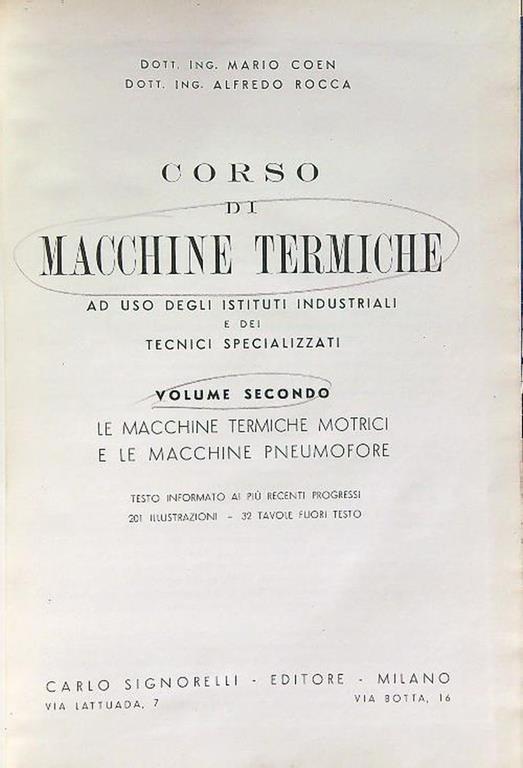 Corso di macchine termiche vol. 2 - Mario Coen - copertina