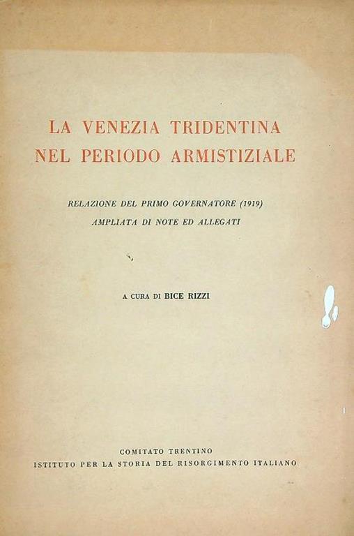 La Venezia Tridentina nel periodo armistiziale - Bice Rizzi - copertina