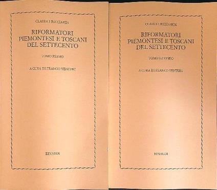 Riformatori piemontesi e toscani del settecento 2vv - Franco Venturi - copertina