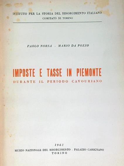 Imposte e tasse in Piemonte - Paolo Norsa - copertina