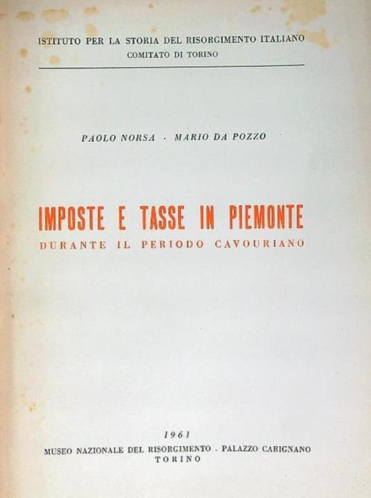 Imposte e tasse in Piemonte - Paolo Norsa - copertina