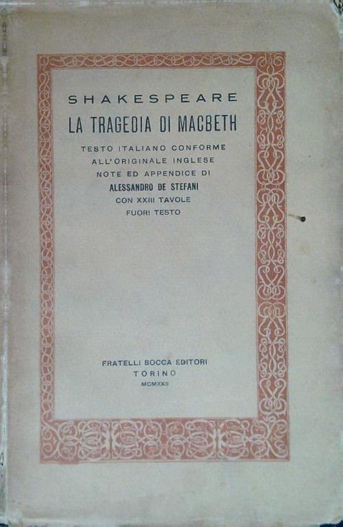 La tragedia di Macbeth - William Shakespeare - copertina