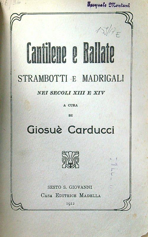 Cantilene e ballate, strambotti e madrigali