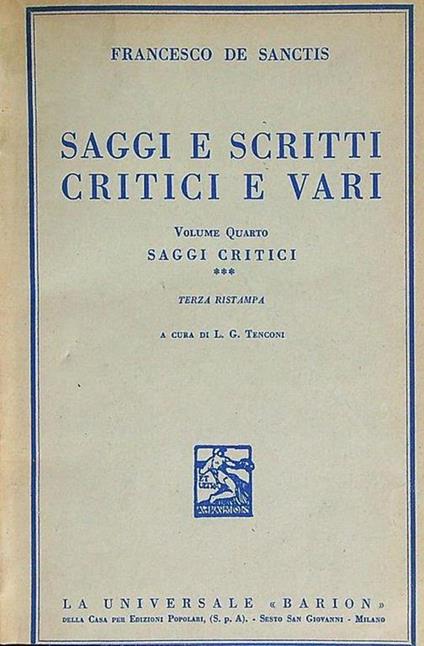 Saggi e scritti critici e vari vol. 4 - Francesco De Sanctis - copertina