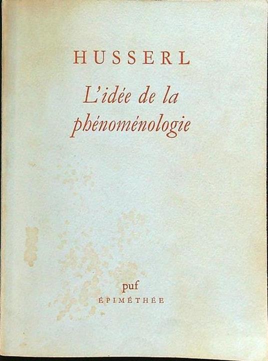 L' idee de la phenomenologie - copertina