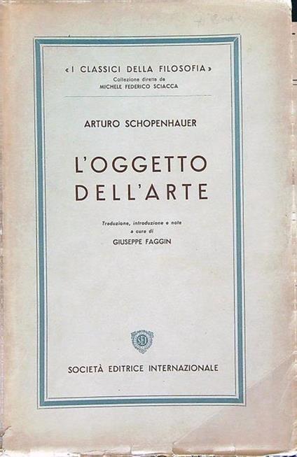 L' oggetto dell'arte - Arthur Schopenhauer - copertina