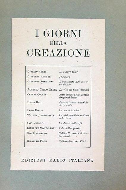 I giorni della creazione - copertina