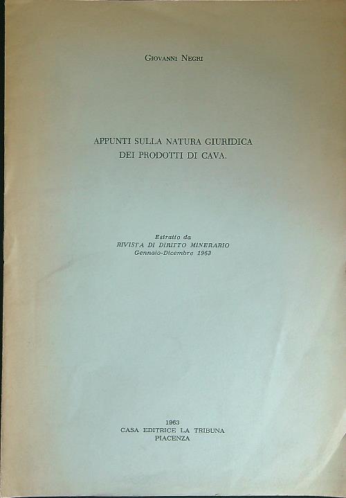 ESTRATTO Appunti sulla natura giuridica dei prodotti di cava